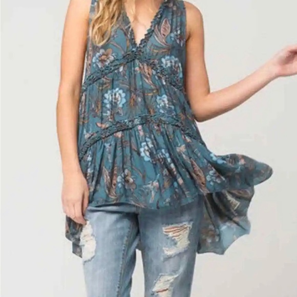 Free People Tops - Free People Purple Haze Tunic teal Medium